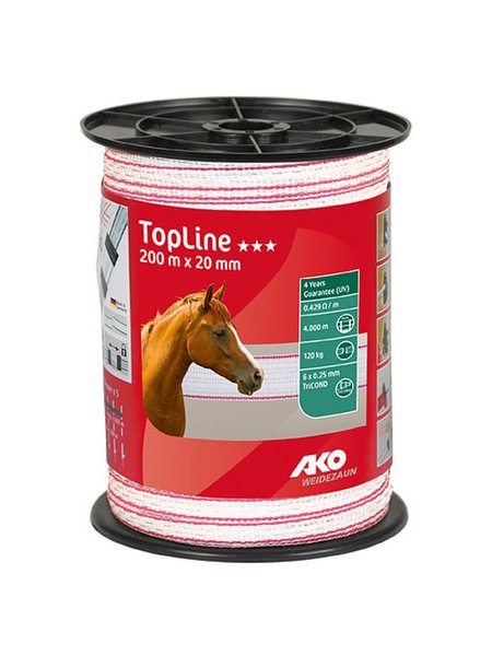 TopLine Plus Weidezaunband 200m - 20mm weiß-pink
