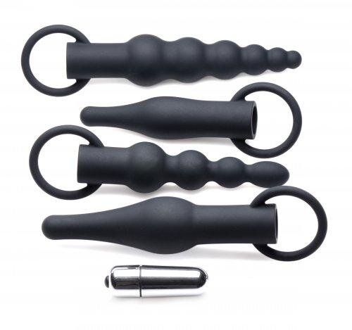 4-teiliges Analplug-Set mit Kugelvibrator