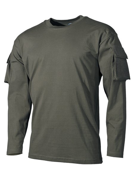 US Shirt, langarm, oliv, mit Ärmeltaschen