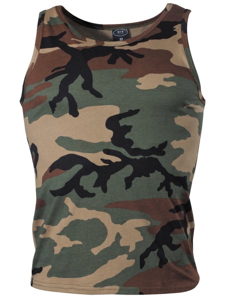 The US Camouflaging tank top, woodland, 160 g/m ²
