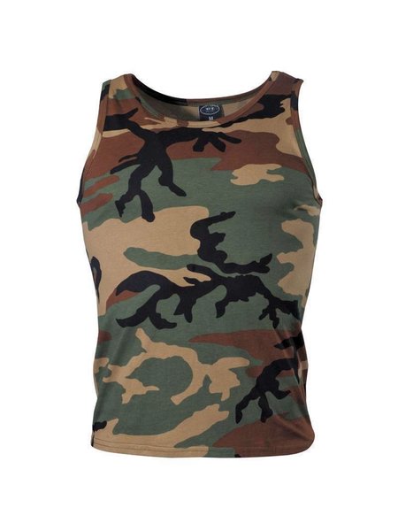 The US Camouflaging tank top, woodland, 160 g/m ²